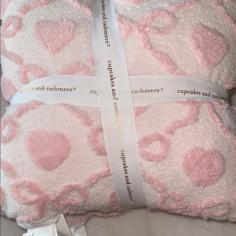 cupcakes & cashmere Blush Heart ribbon bow valentine’s Day 2 pack pillows